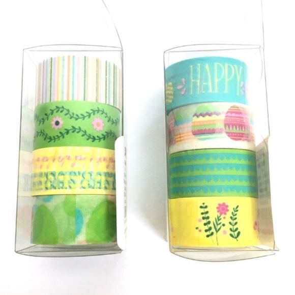 Happy Easter Washi Tape 8 Rolls Spritz Target Bunny Eggs Stripe Flowers Scallop - Picture 3 of 4